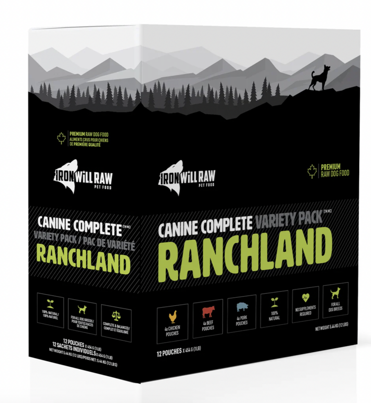 Iron Will Raw Iron Will Raw - Canine Complete - Ranchland Variety Pack - 12lbs