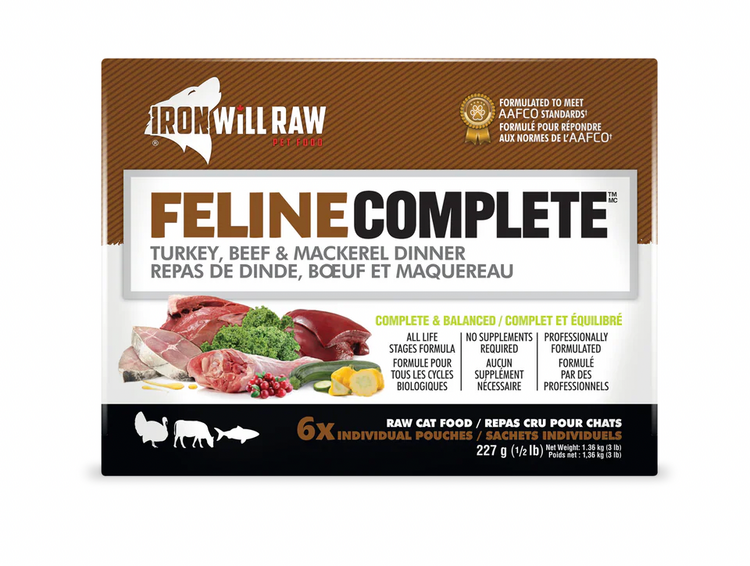 Iron Will Raw Iron Will Raw - Feline Complete - Turkey, Beef, & Mackerel - 3lbs