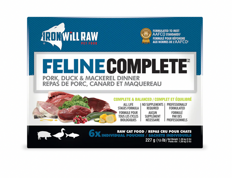 Iron Will Raw Iron Will Raw - Feline Complete - Pork, Duck, & Mackerel - 3lbs