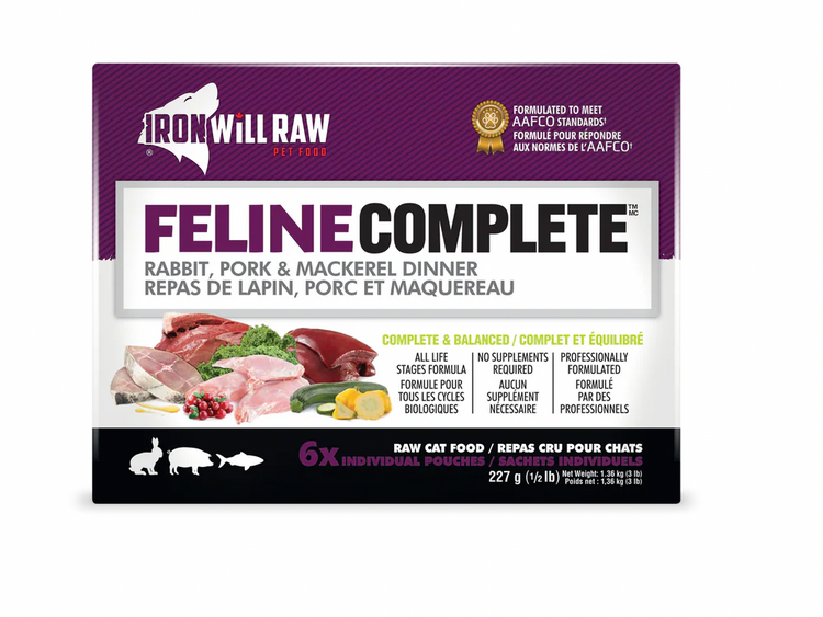 Iron Will Raw Iron Will Raw - Feline Complete - Rabbit, Pork & Mackerel - 3lbs