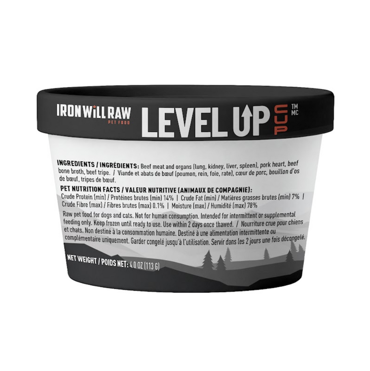 Iron Will Raw Iron Will Raw - Level Up Cups - Beef & Pork - 4oz