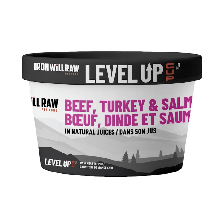 Iron Will Raw Iron Will Raw - Level Up Cups - Beef, Turkey, & Salmon - 4oz