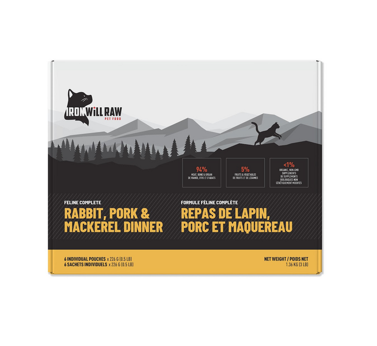 Iron Will Raw Iron Will Raw - Feline Complete - Rabbit, Pork & Mackerel - 3lbs