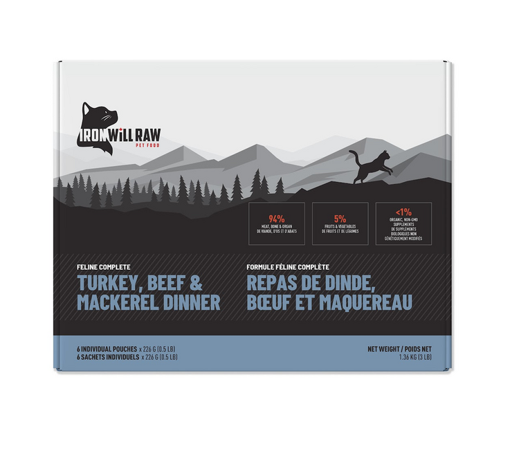 Iron Will Raw Iron Will Raw - Feline Complete - Turkey, Beef, & Mackerel - 3lbs