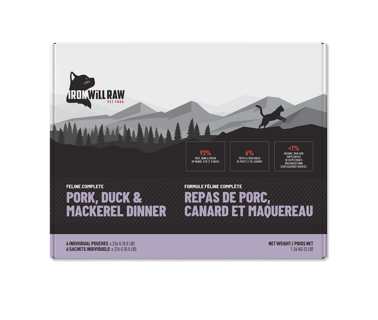 Iron Will Raw Iron Will Raw - Feline Complete - Pork, Duck, & Mackerel - 3lbs