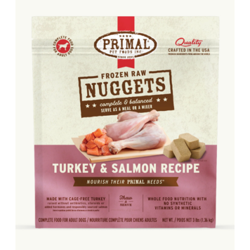 Primal Primal - Frozen Nuggets - 3lbs - Turkey & Salmon