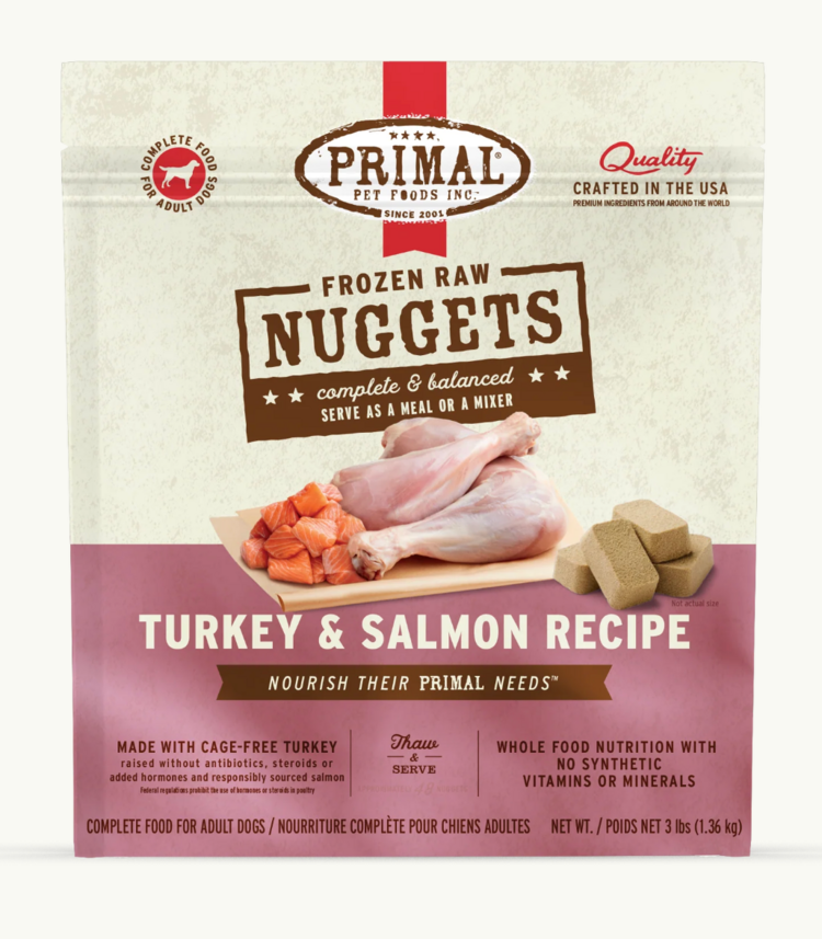 Primal Primal - Frozen Nuggets - 3lbs - Turkey & Salmon