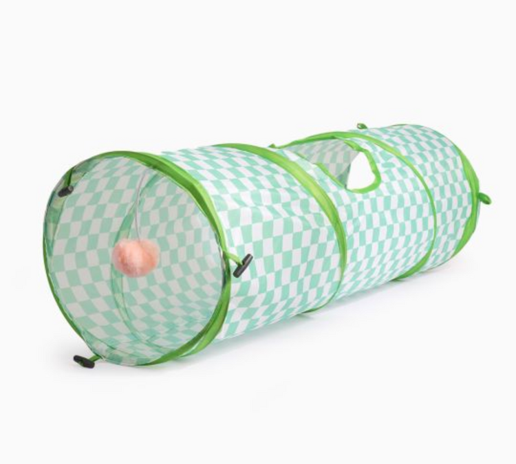 Hugsmart Hugsmart - Meow Buddies - Cat Tunnel (Green Plaid)