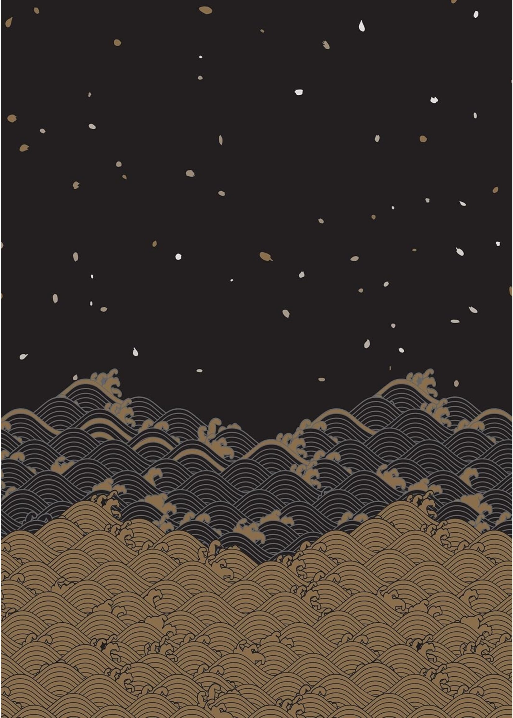 Golden Waves Dotted Hardcover Journal: Blank Notebook with Ribbon Bookmark