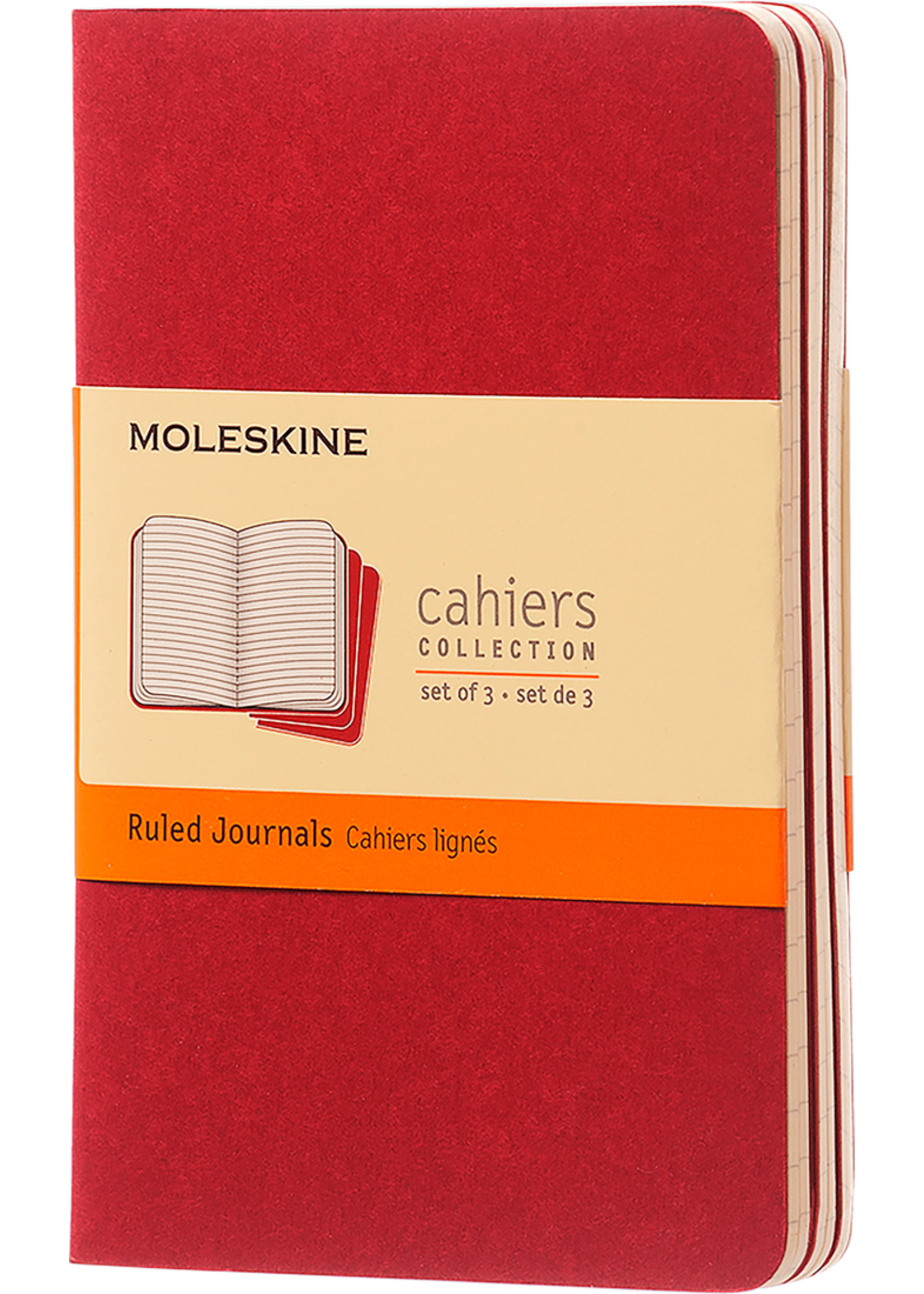 Moleskine Red Cahier Journal (Set of 3), Pocket, Ruled