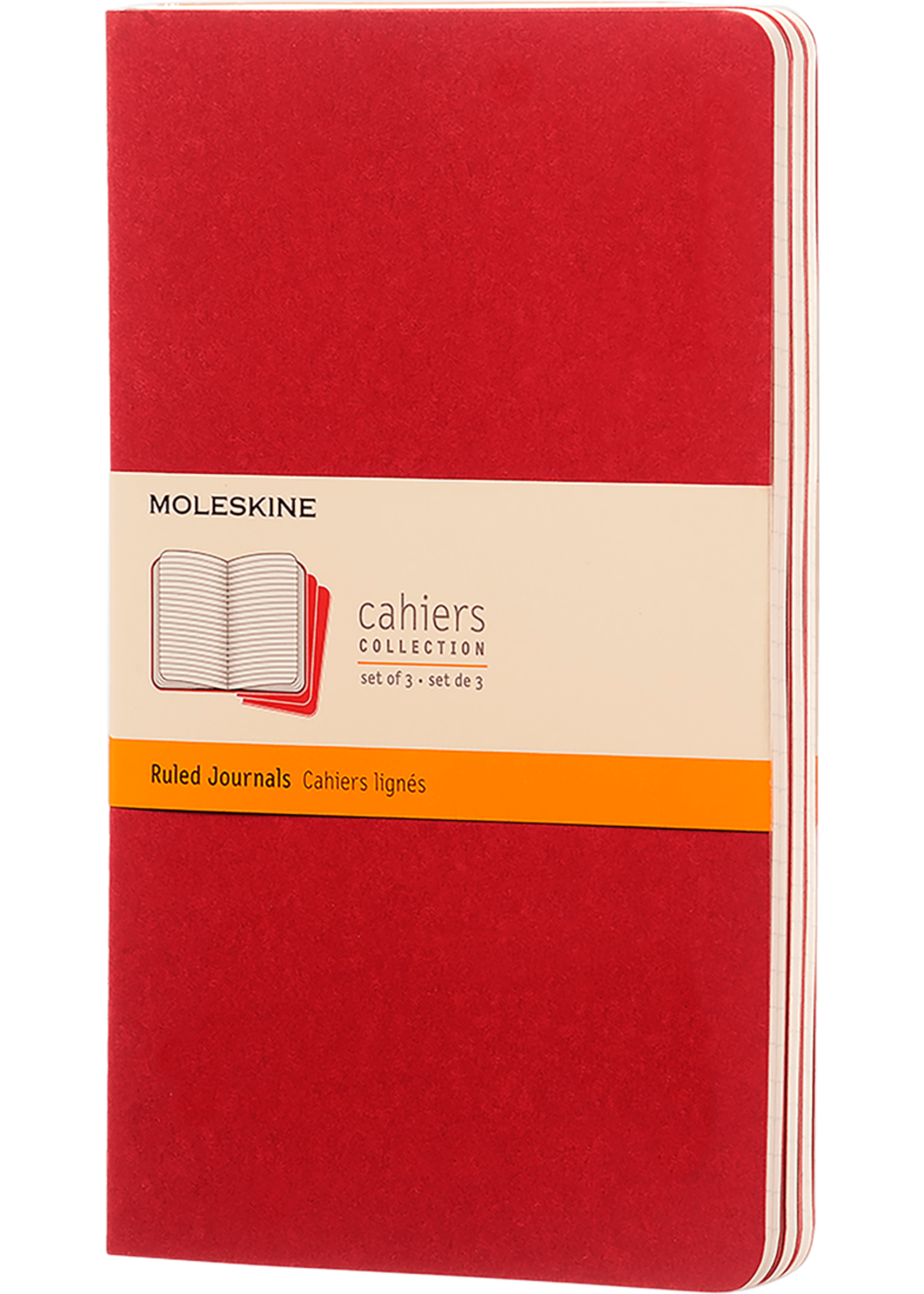 Moleskine Red Cahier Journal (Set of 3), Large, Ruled