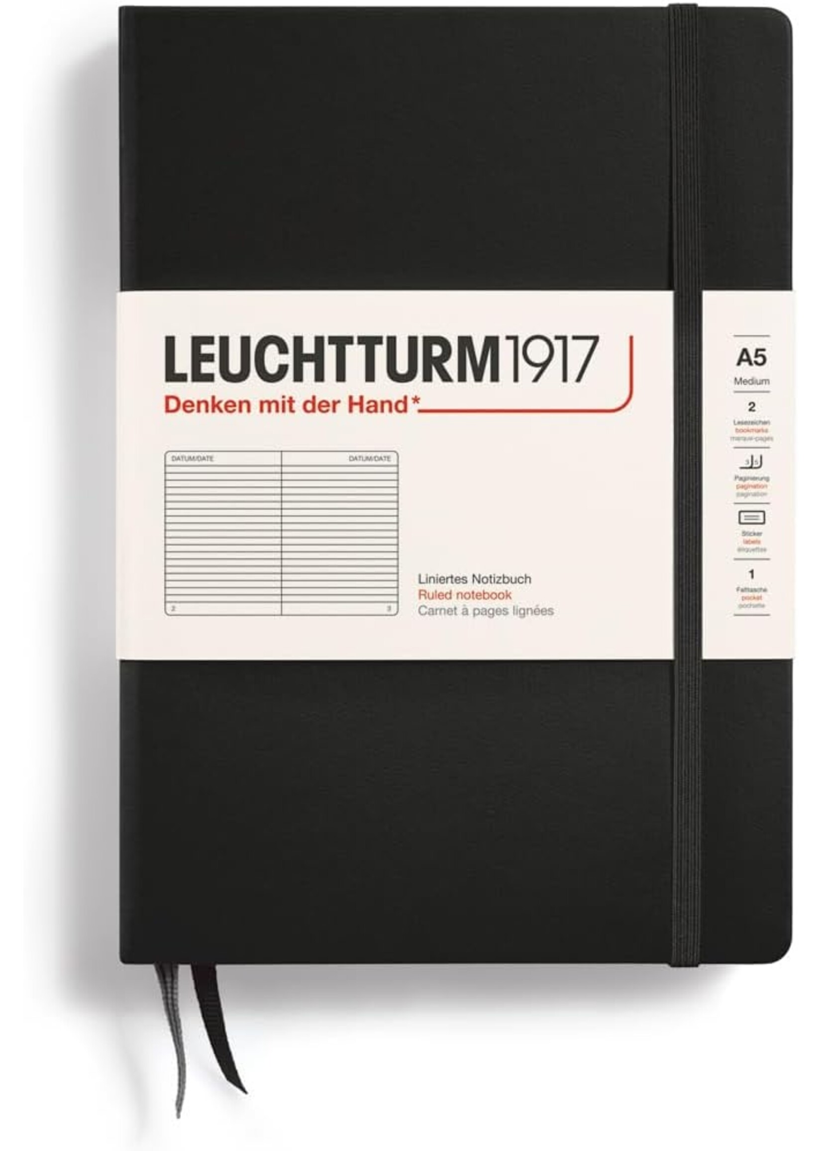 Leuchtturm1917 Notebook Black, Medium (A5), 251 p., ruled
