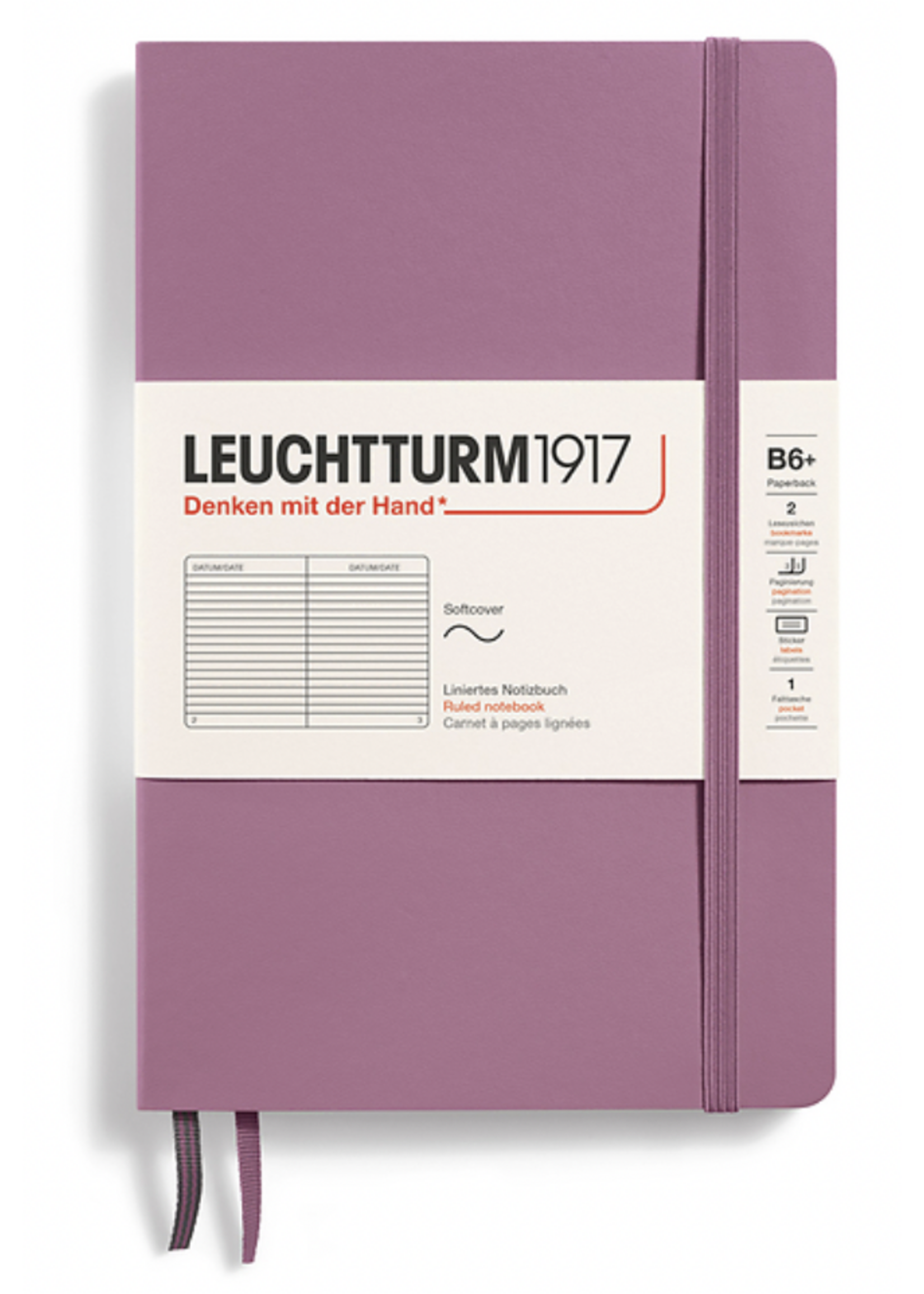 Leuchtturm1917 Notebook Dusty Rose, Softcover, Paperback (B6+), 123 p., ruled