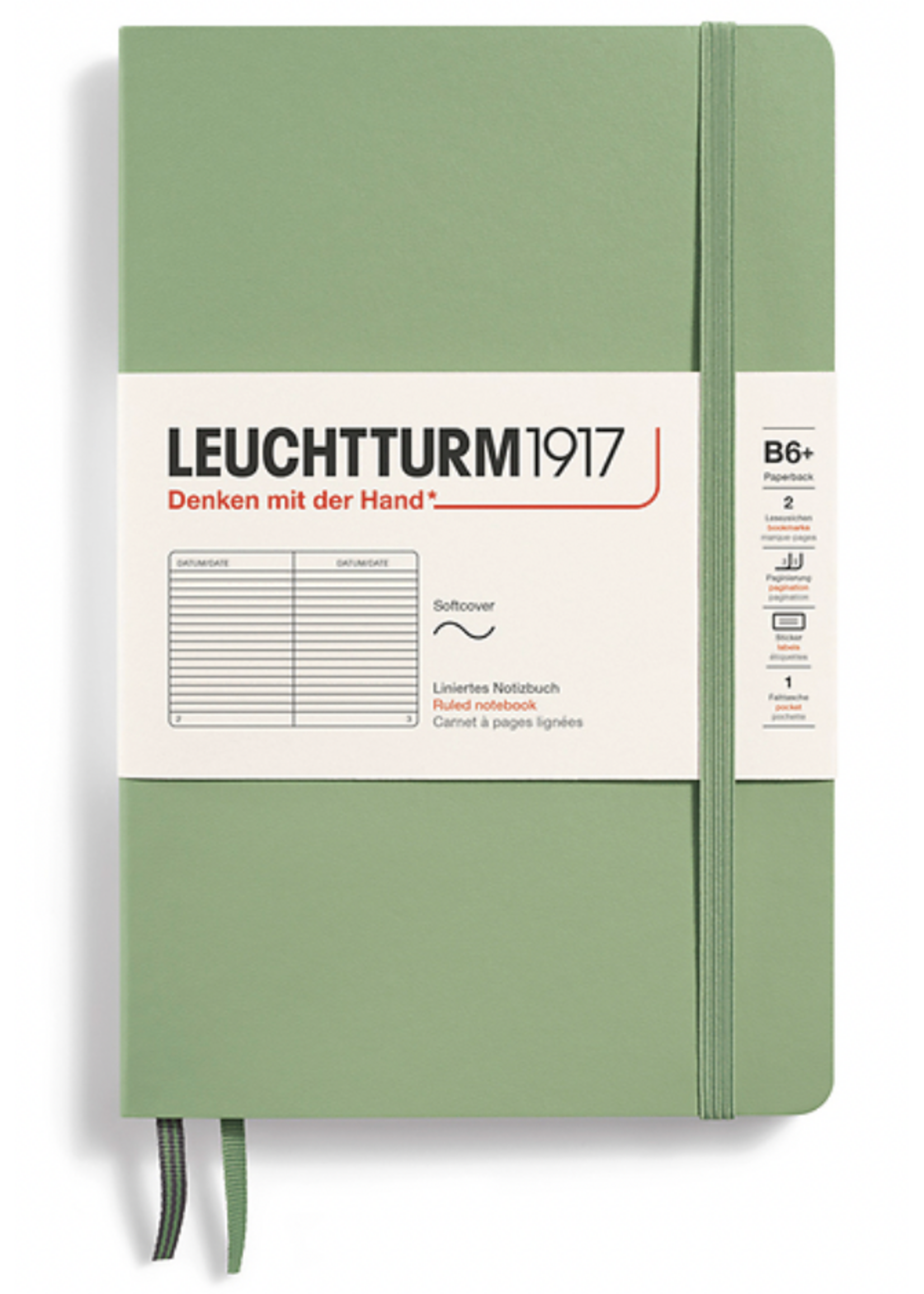Leuchtturm1917 Notebook Sage, Softcover, Paperback (B6+), 123 p., ruled