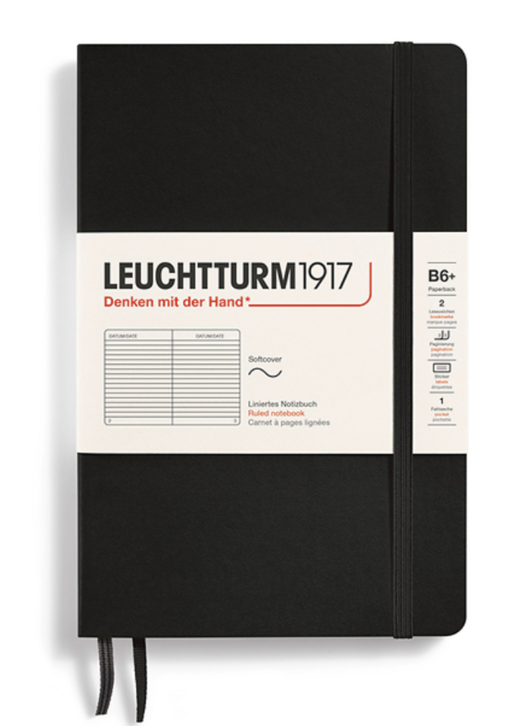 Leuchtturm1917 Notebook Black, Softcover, Paperback (B6+), 123 p., plain