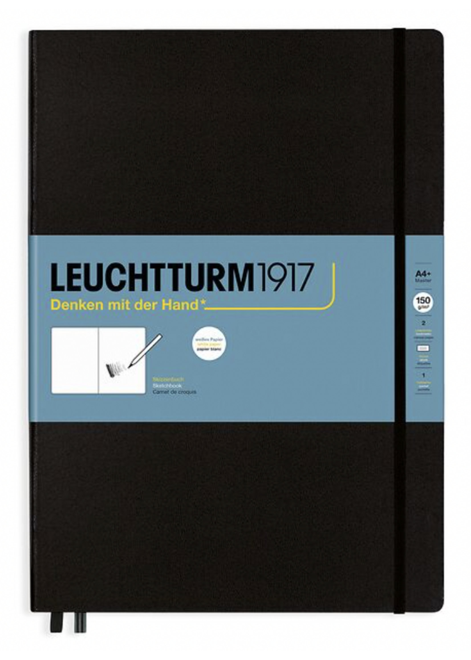 Leuchtturm1917 Sketchbook Black, Master (A4+), 112 pages, 150g/m² paper, plain