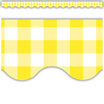 TEACHER CREATED RESOURCES Yellow Gingham Scalloped Border Trim