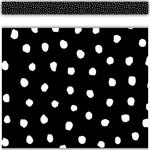 TEACHER CREATED RESOURCES White Painted Dots on Black Straight Border Trim