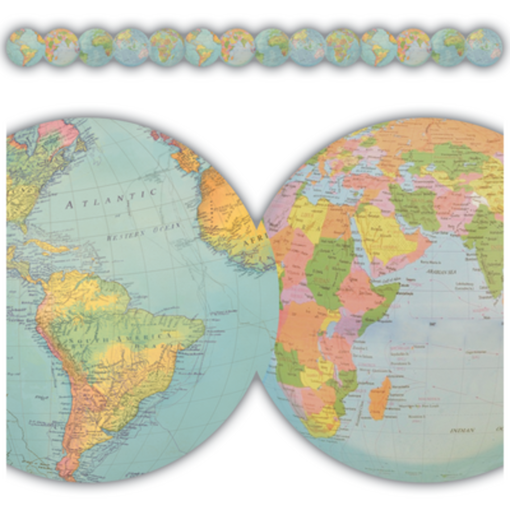 TEACHER CREATED RESOURCES Travel the Map Globes Die-Cut Border Trim
