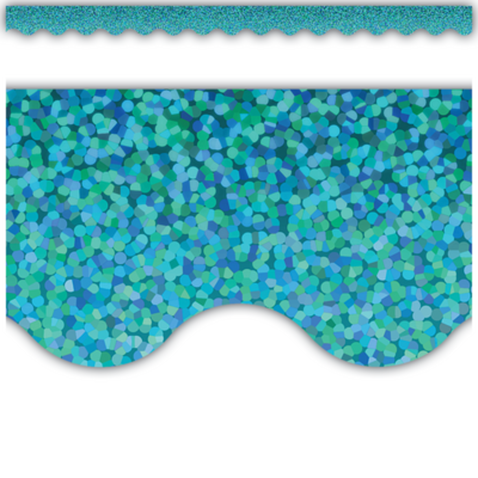TEACHER CREATED RESOURCES Teal Sparkle Scalloped Border Trim