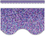 TEACHER CREATED RESOURCES Purple Sparkle Scalloped Border Trim
