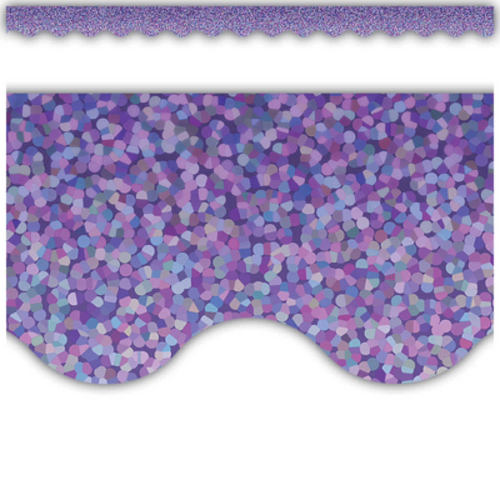TEACHER CREATED RESOURCES Purple Sparkle Scalloped Border Trim