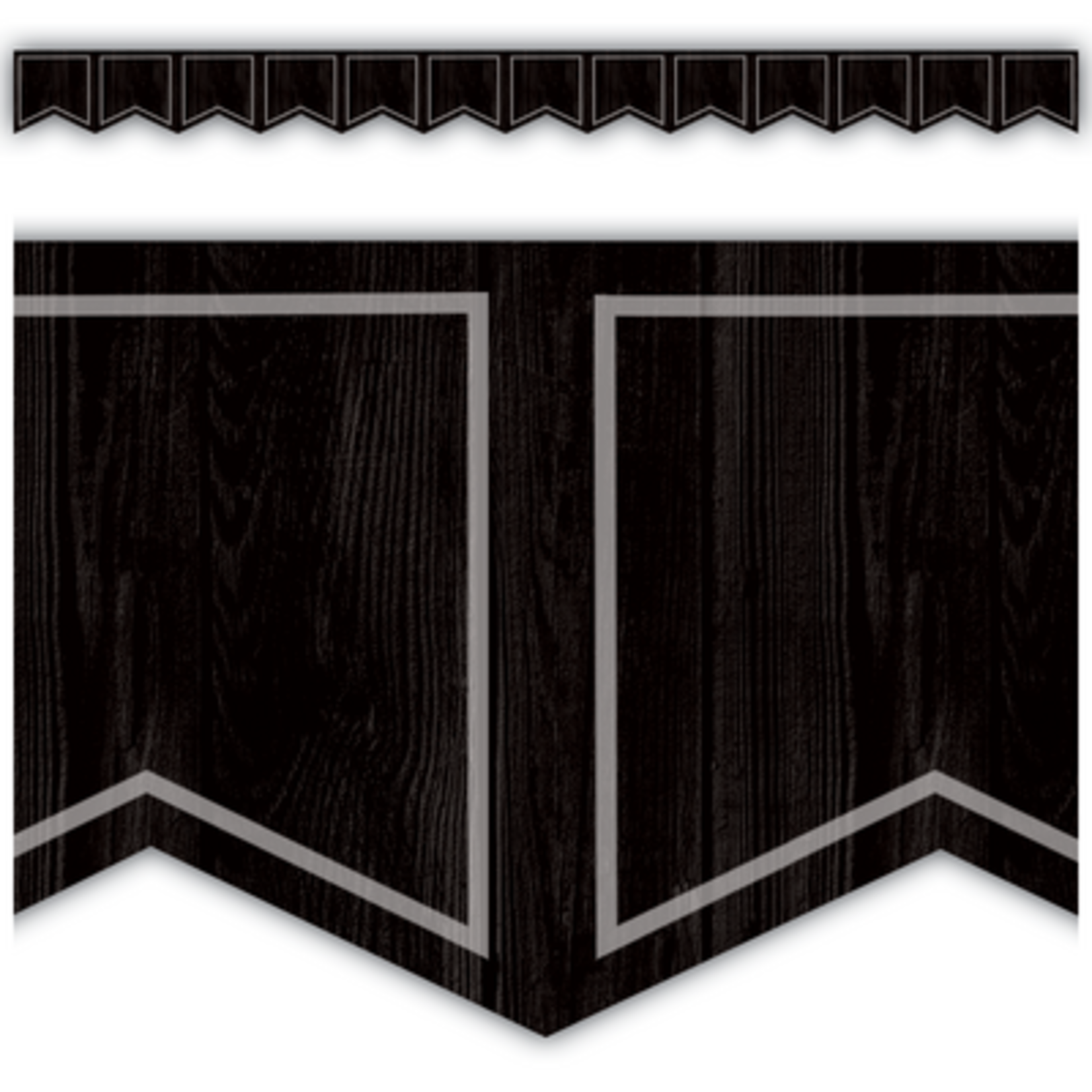 TEACHER CREATED RESOURCES Modern Farmhouse Black Pennants Die-Cut Border Trim