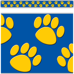TEACHER CREATED RESOURCES Gold with Blue Paw Prints Straight Border Trim