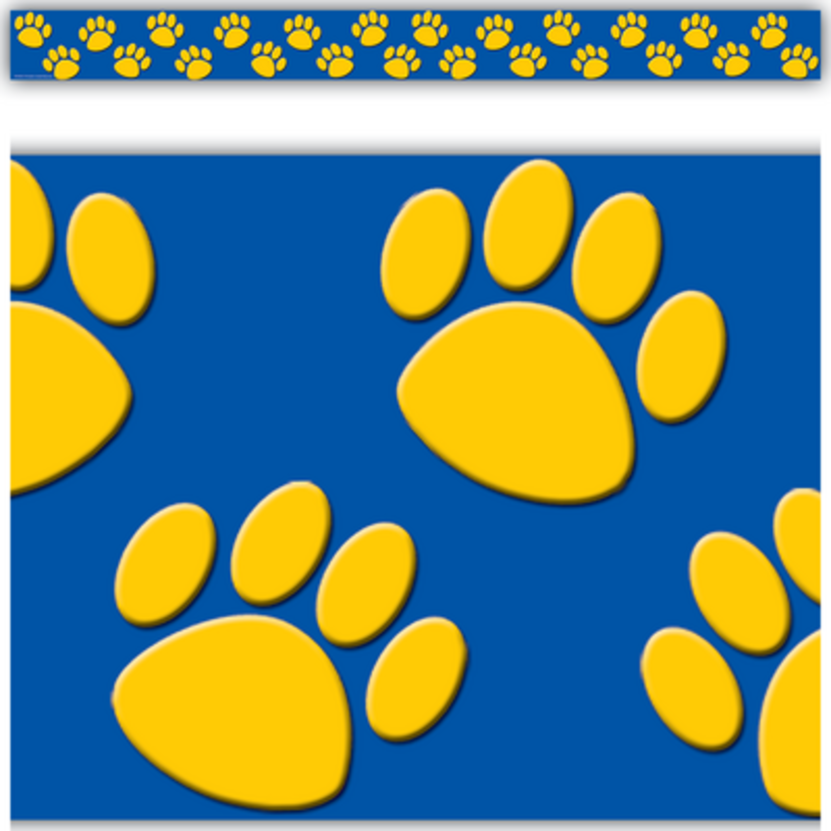TEACHER CREATED RESOURCES Gold with Blue Paw Prints Straight Border Trim