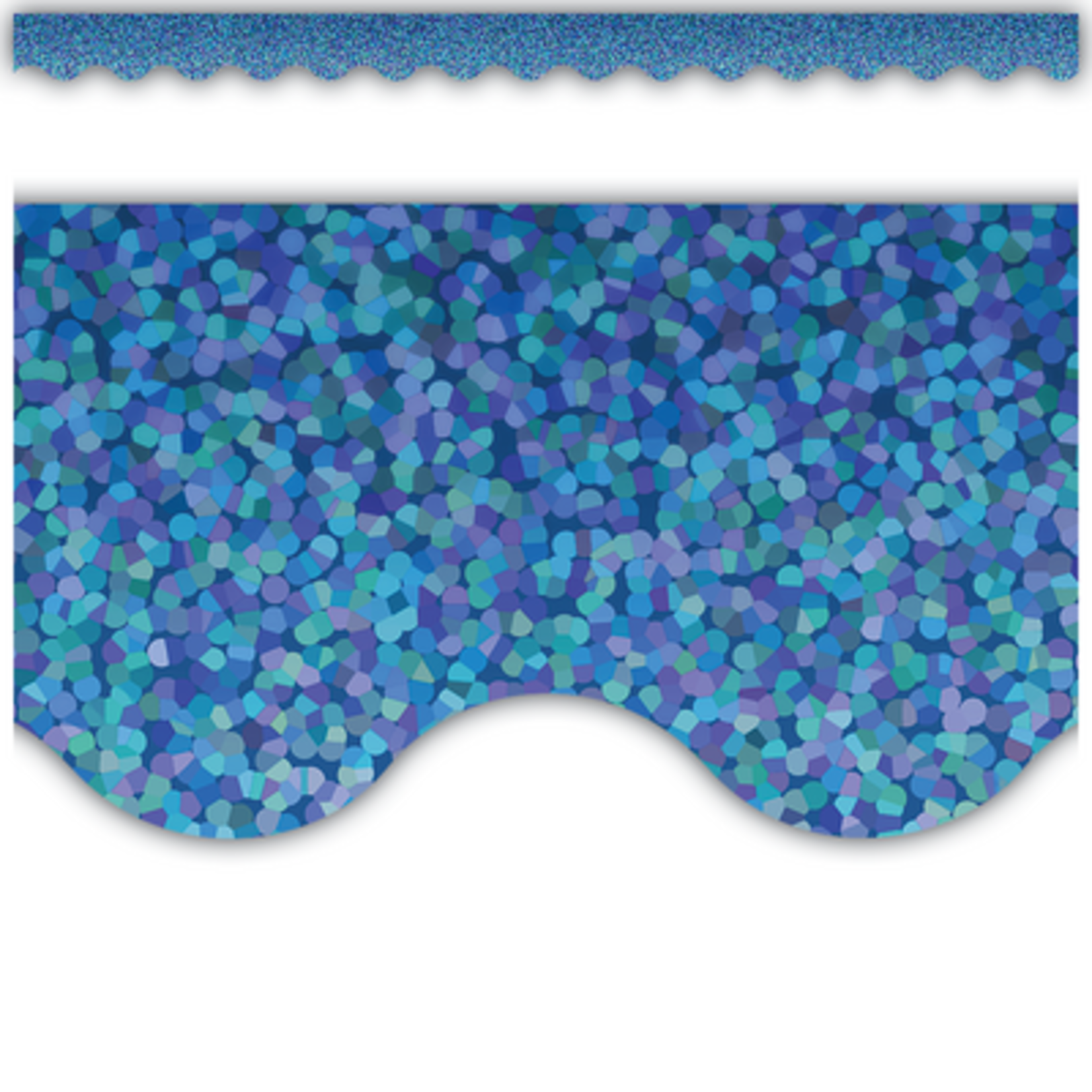 TEACHER CREATED RESOURCES Blue Sparkle Scalloped Border Trim