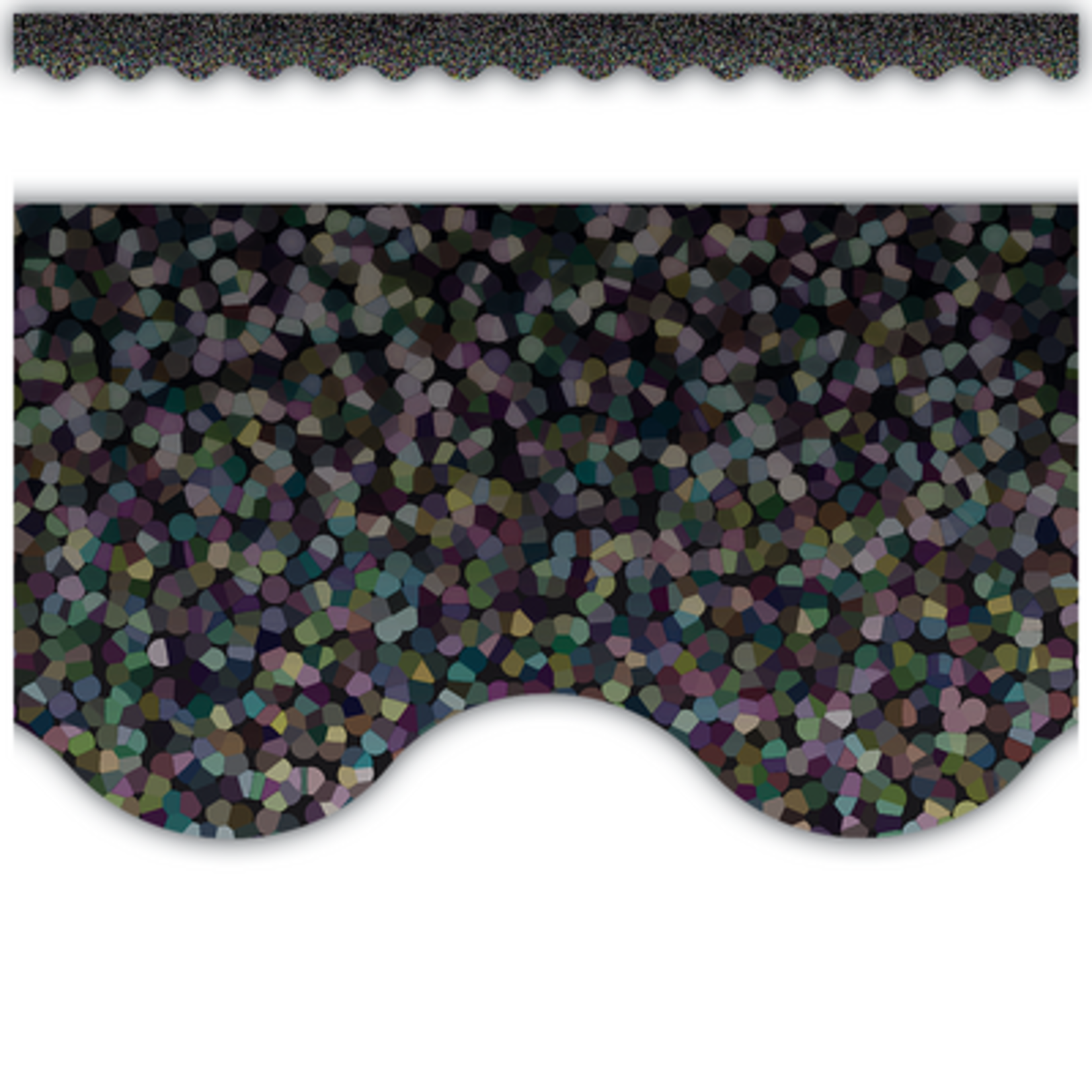 TEACHER CREATED RESOURCES Black Sparkle Scalloped Border Trim