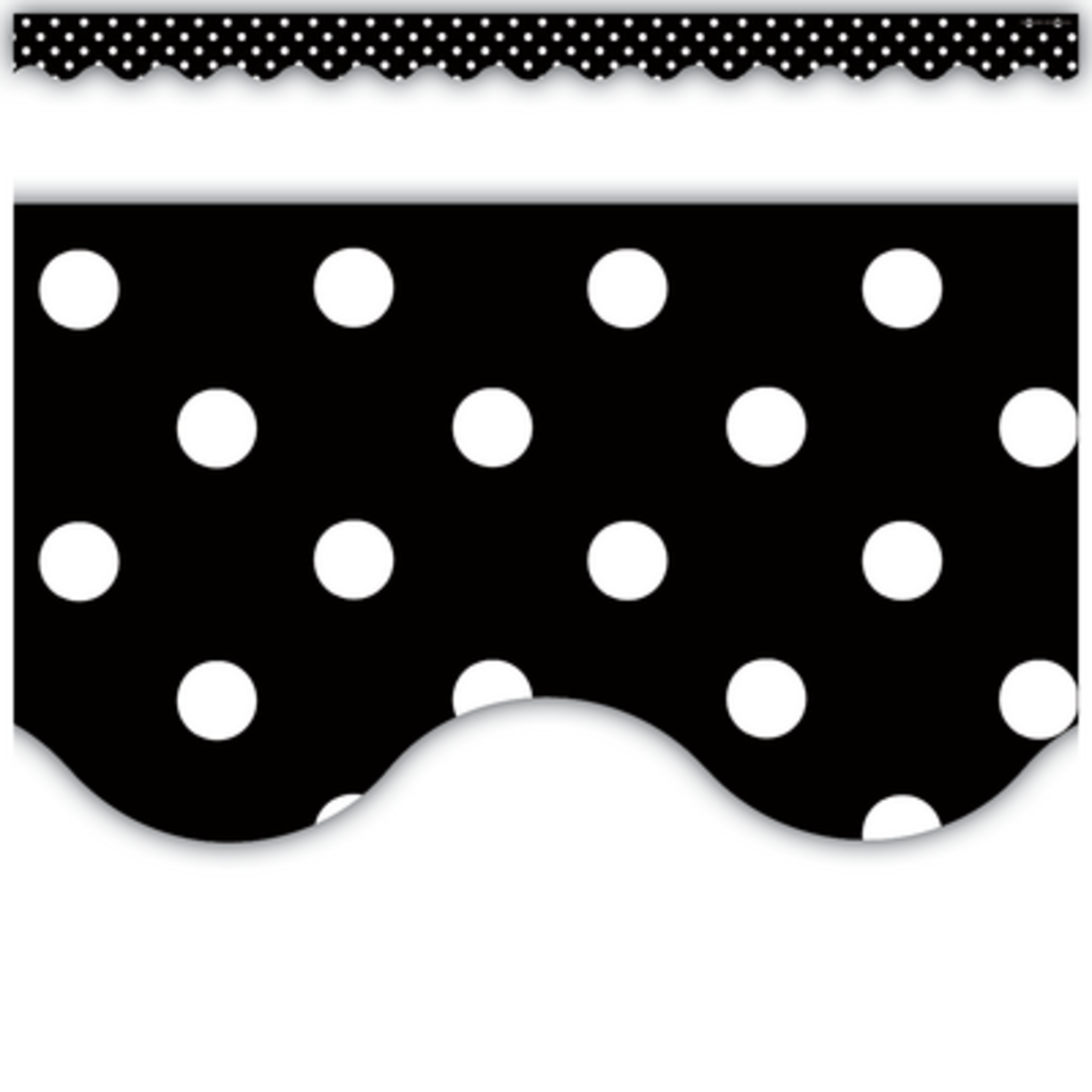TEACHER CREATED RESOURCES Black Polka Dots Scalloped Border Trim