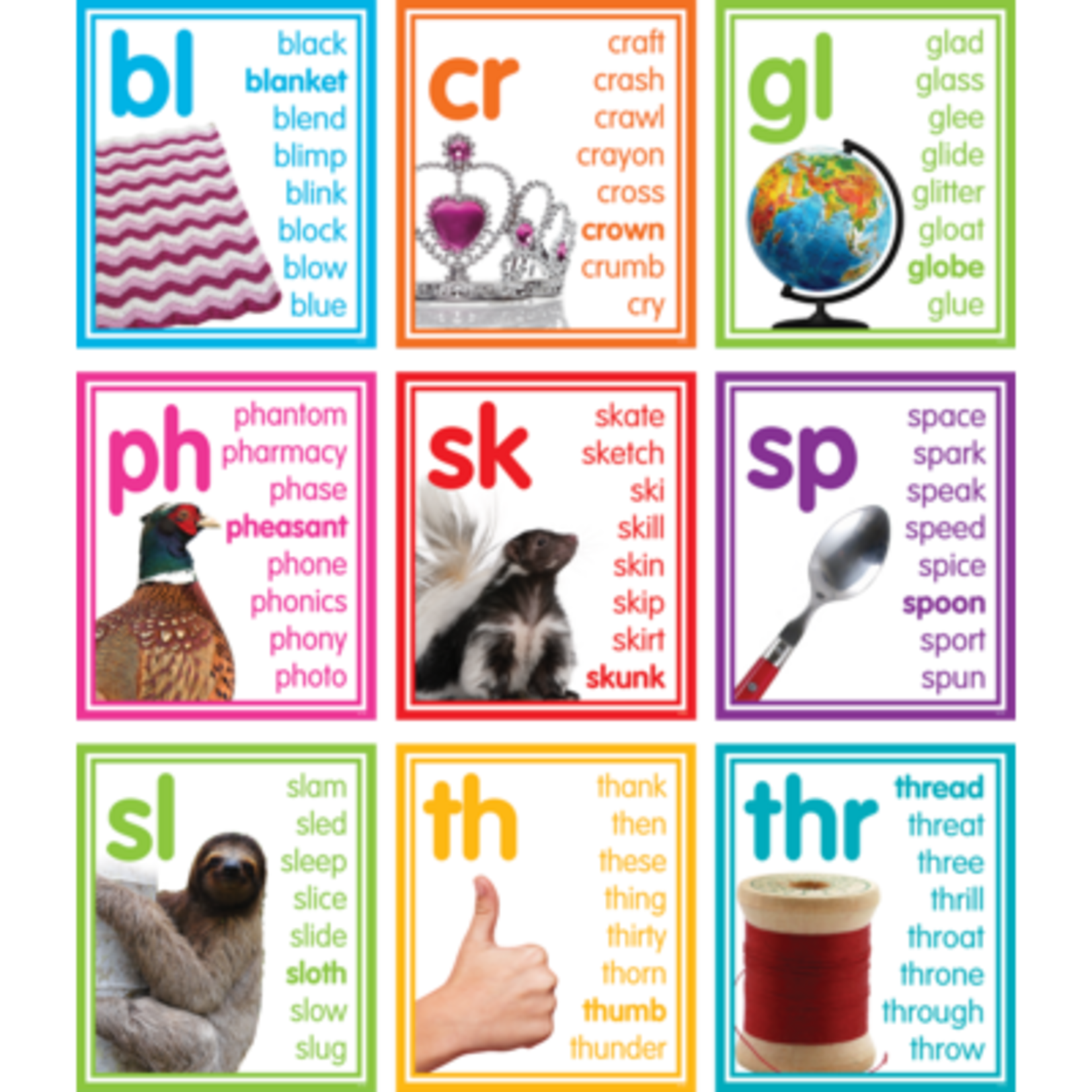 TEACHER CREATED RESOURCES Colorful Photo Cards Digraphs and Blends Bulletin Board