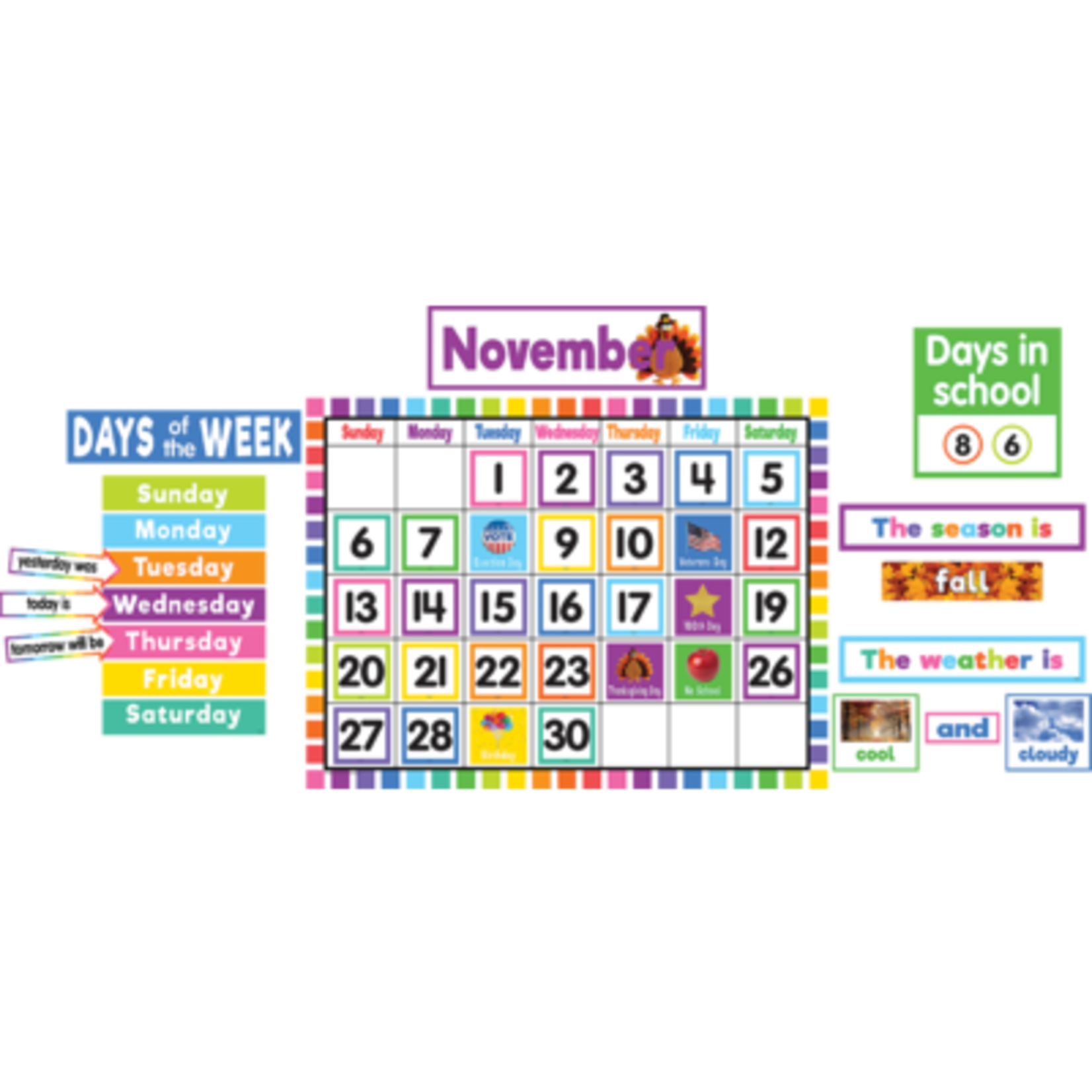 TEACHER CREATED RESOURCES Colorful Calendar Bulletin Board