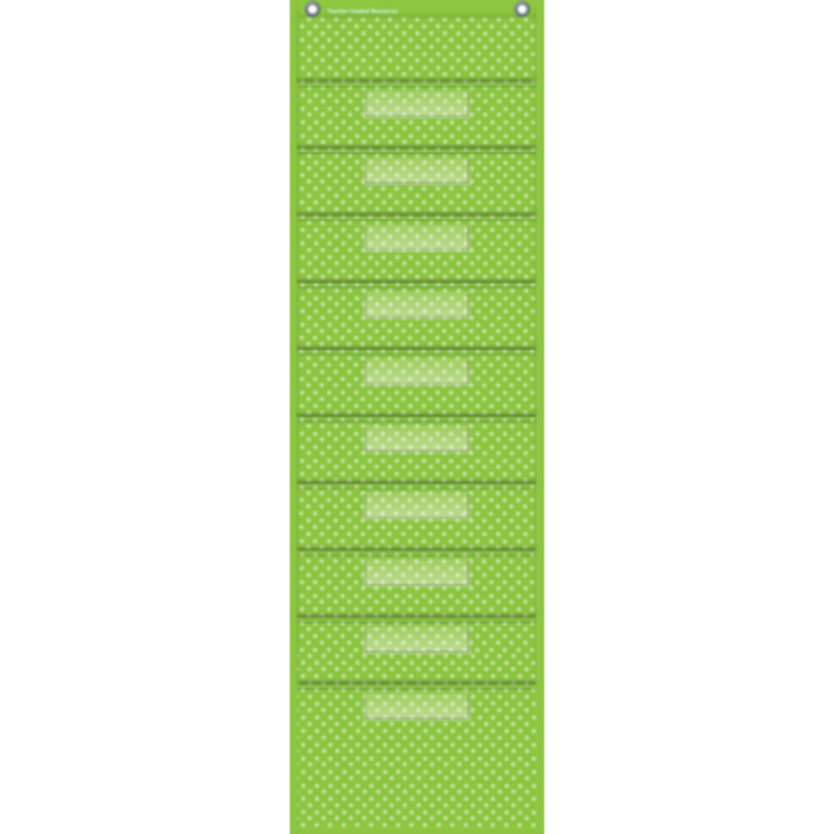 TEACHER CREATED RESOURCES Lime Polka Dots 10 Pocket File Storage Pocket Chart