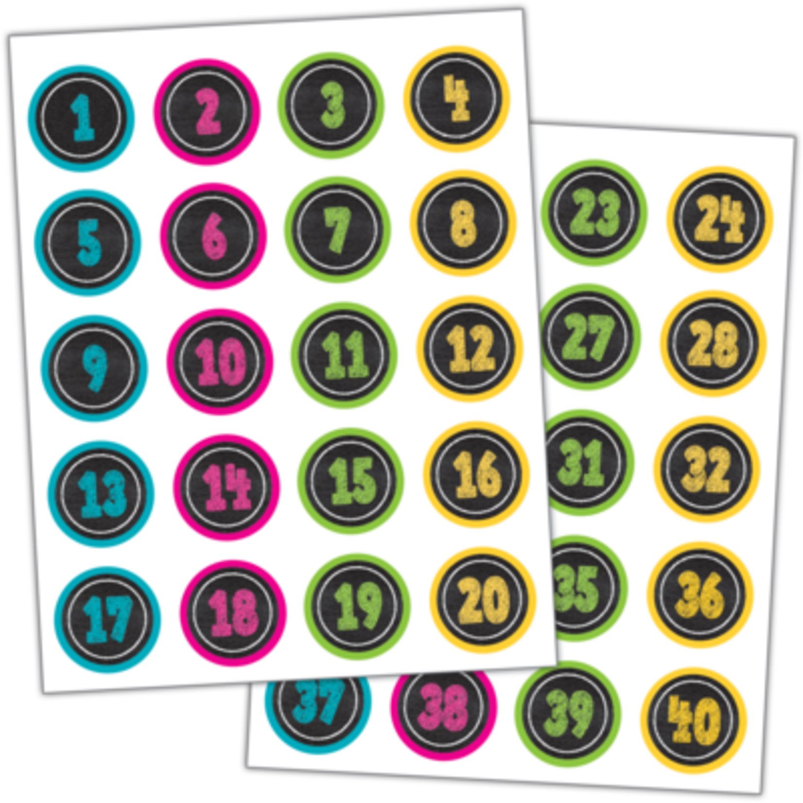 TEACHER CREATED RESOURCES Chalkboard Brights Numbers Stickers