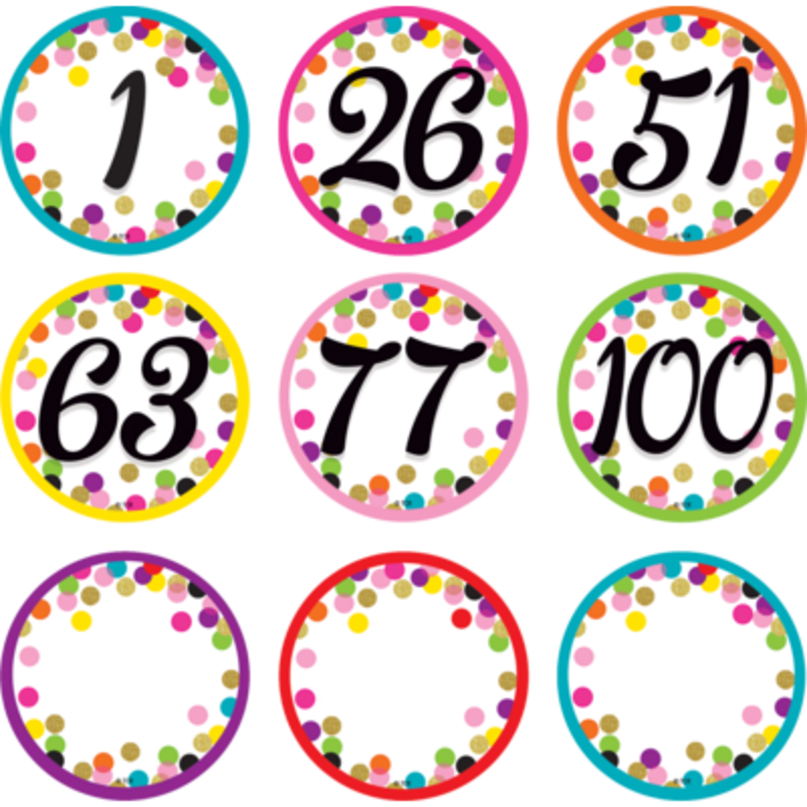 TEACHER CREATED RESOURCES Confetti Number Cards