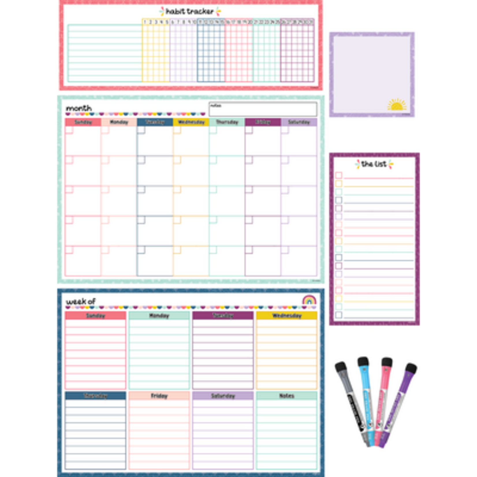 TEACHER CREATED RESOURCES Oh Happy Day Dry-Erase Magnetic Calendar Set