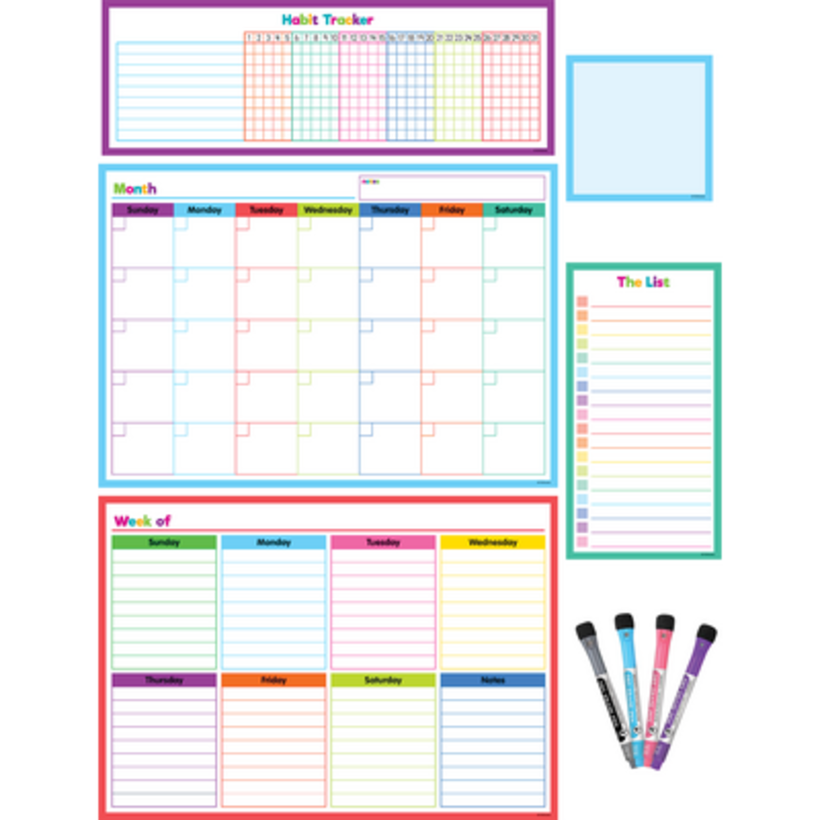 TEACHER CREATED RESOURCES Colorful Dry-Erase Magnetic Calendar Set
