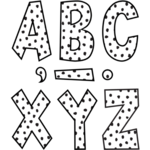 TEACHER CREATED RESOURCES Black Painted Dots on White 7" Fun Font Letters