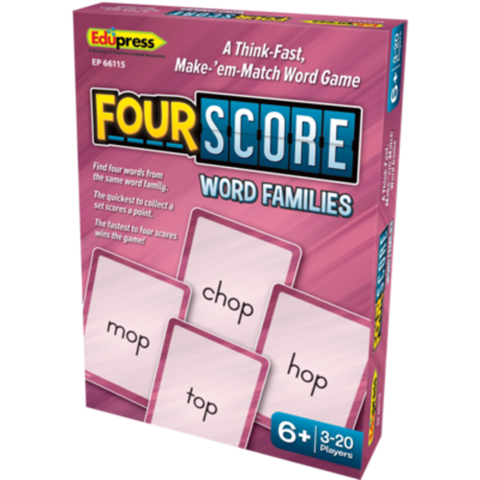 TEACHER CREATED RESOURCES Four Score Card Game: Word Families