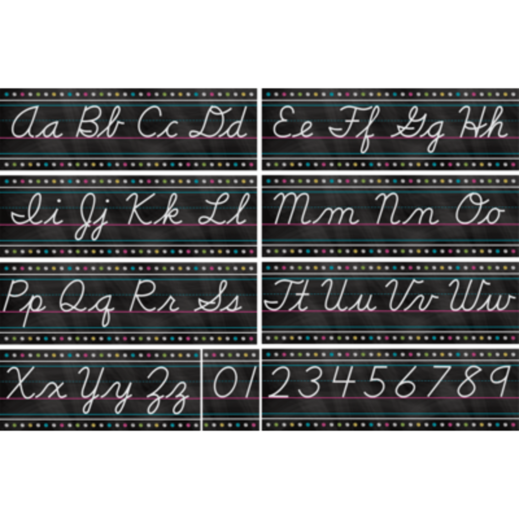 TEACHER CREATED RESOURCES Chalkboard Brights Cursive Writing Bulletin Board Display Set
