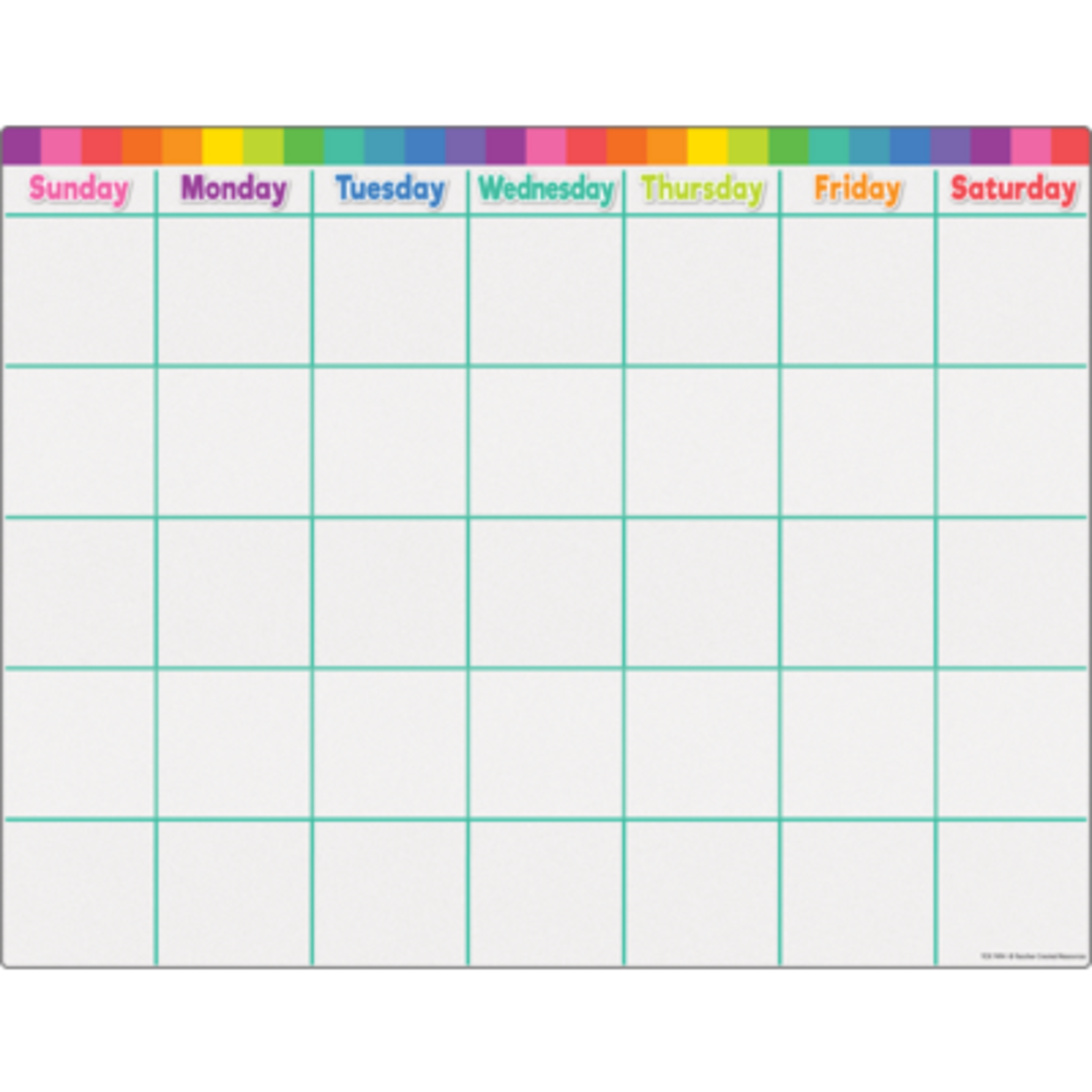 TEACHER CREATED RESOURCES Colorful Calendar Write-On/Wipe-Off Chart