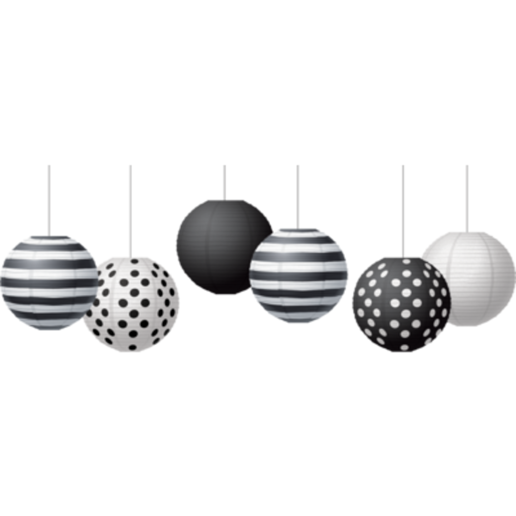 TEACHER CREATED RESOURCES Black & White 8" Hanging Paper Lanterns