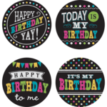 TEACHER CREATED RESOURCES Chalkboard Brights Happy Birthday Wear 'Em Badges