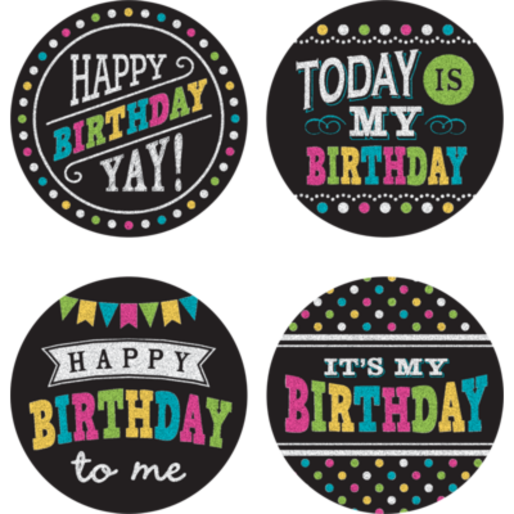 TEACHER CREATED RESOURCES Chalkboard Brights Happy Birthday Wear 'Em Badges