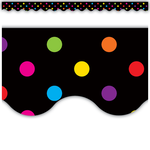 TEACHER CREATED RESOURCES Multicolor Dots on Black Scalloped Border Trim