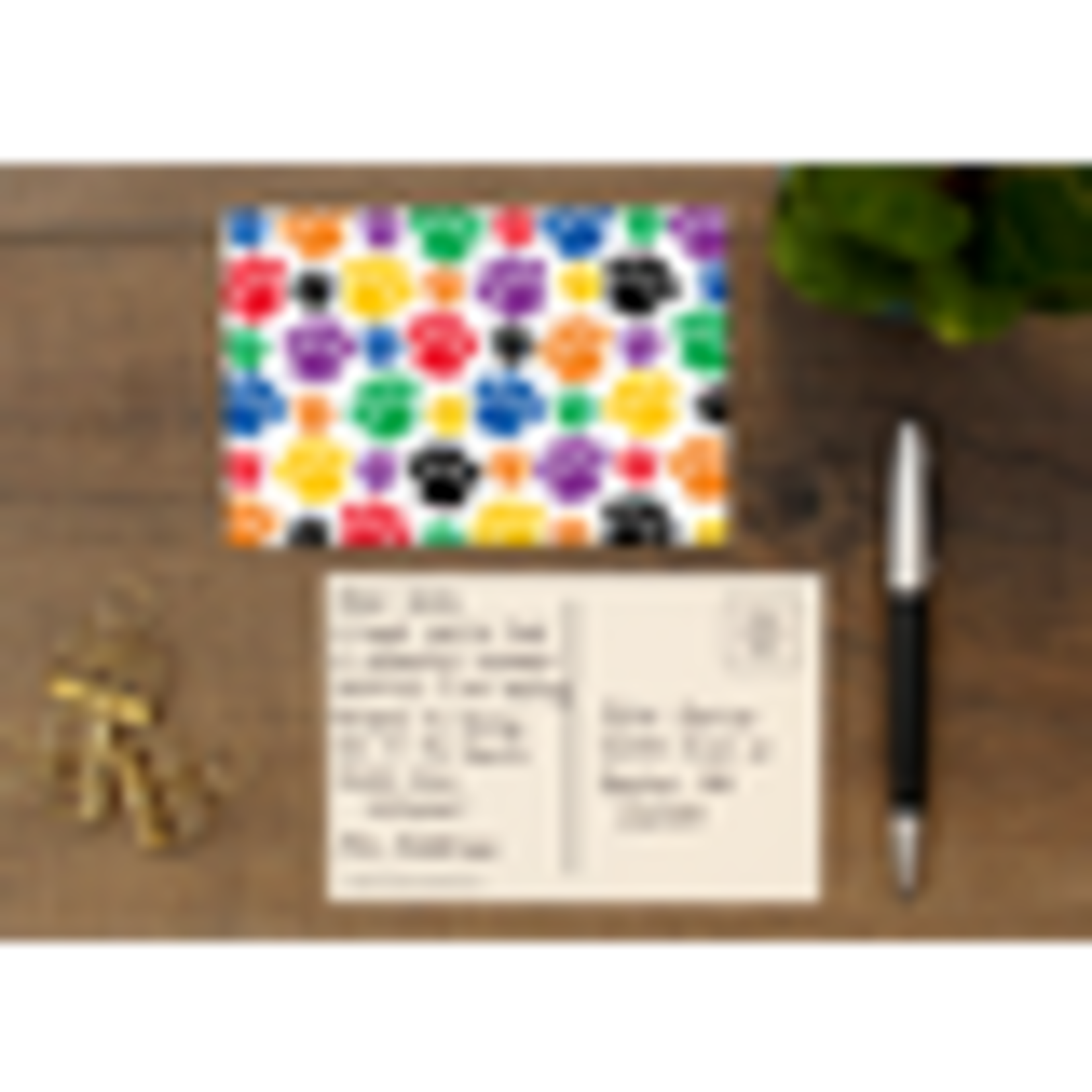 TEACHER CREATED RESOURCES Colorful Paw Prints Postcards