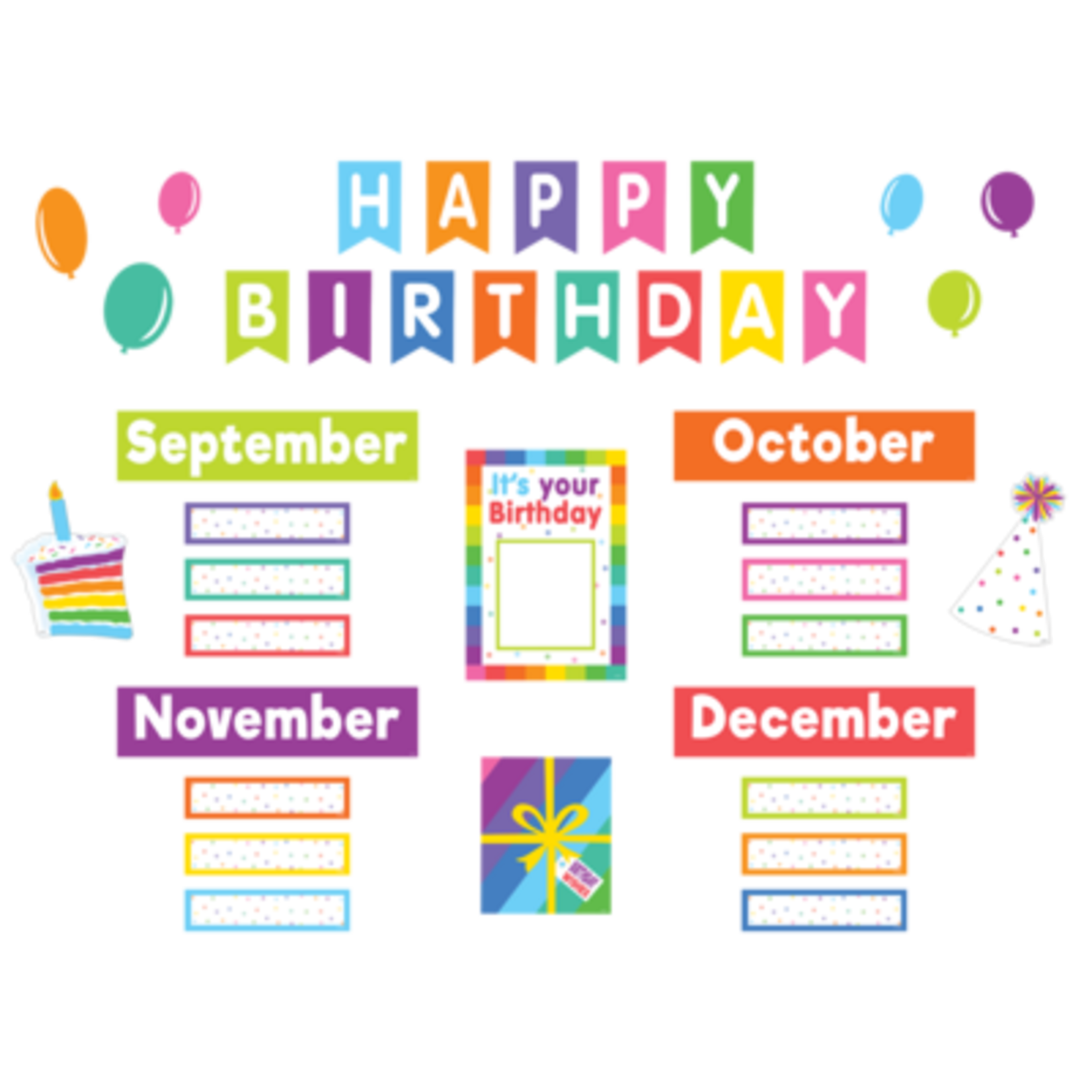 TEACHER CREATED RESOURCES Colorful Happy Birthday Mini Bulletin Board