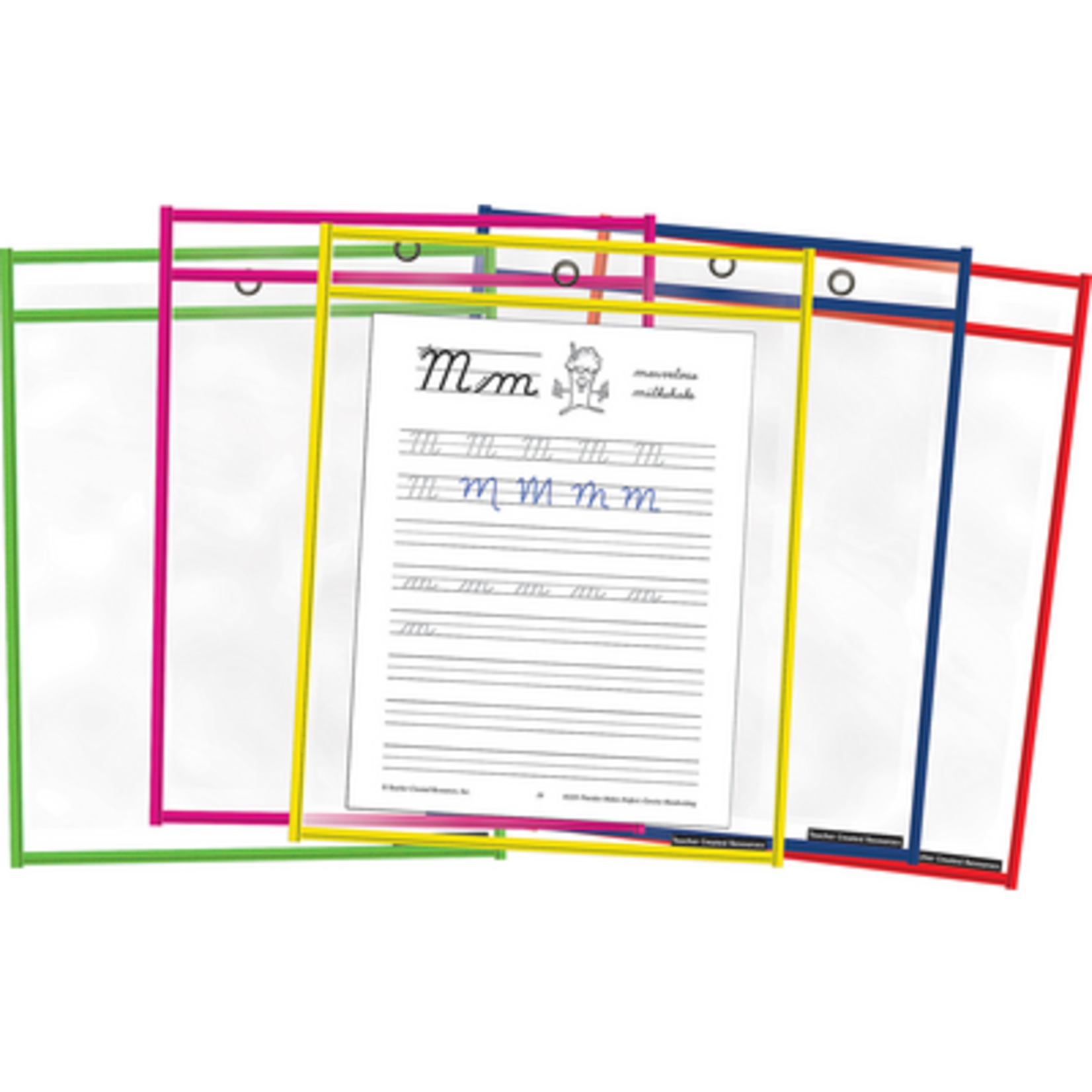 TEACHER CREATED RESOURCES Colorful Dry-Erase Pockets - 10 pack